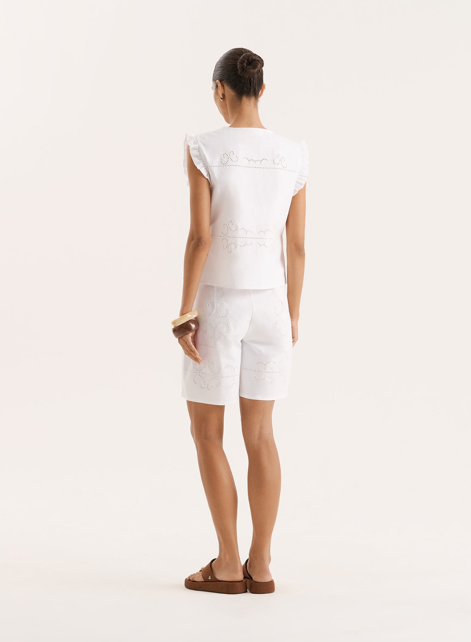 White Broderie Anglaise Tie Front Top